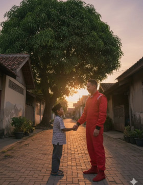 Pakai Nano Banana Gemini AI membuat foto bertemu dengan diri sendiri di masa lalu. (Instagram @radenrauf) 